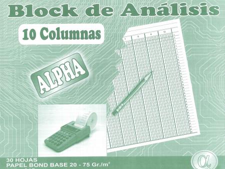 Block de Analisis 10 Columnas 3067 X 3015 Mm 30 Hojas Ref. 5795 