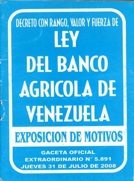 Ley Del Banco Agricola de Venezuela
