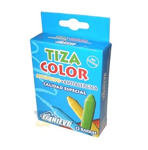 Caja de Tiza de Color la Nieve Antipolvo Antialergica X 12 Colores Ref. Tico1260