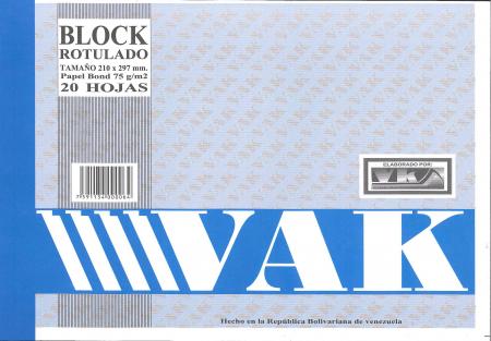 Block Vankar Bon Din A4 Rotulado 210 X 297mm X 20 Hojas Ref. Bl006 - Brdin4