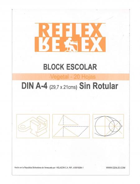 Block Escolar Reflex Din A4 Vegetal Sin Rotular 29.7 X 21 Cms X 20 Hojas Ref. 07hzve72grb201