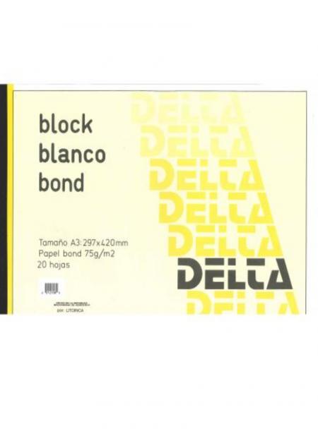 Block Delta Din A3 Bond Blanco 20 Hojas Ref. 29.7 X 42 Cms. Ref. 012108
