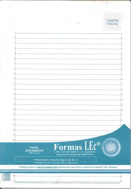Block de Papel para Documentos (papel Sellado) X 50 Hojas. Ref. 8113-60038