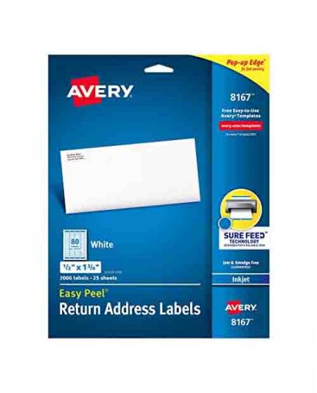 Hoja de Etiquetas Carta Autoadhesivas Avery Remitentes 80 Etiquetas 1/2' X 1 3/4' Ref. 8167