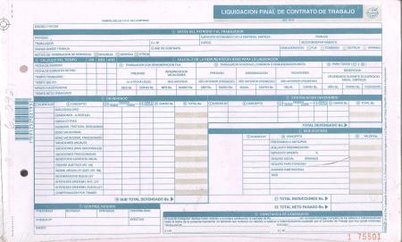 Liquidacion Final de Contrato de Trabajo Ref. 10-10