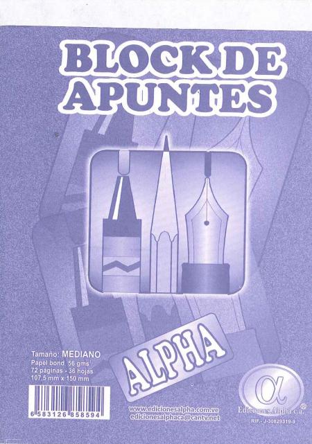 Block de Apuntes Mediano Alpha Ref. 5859 - 3759