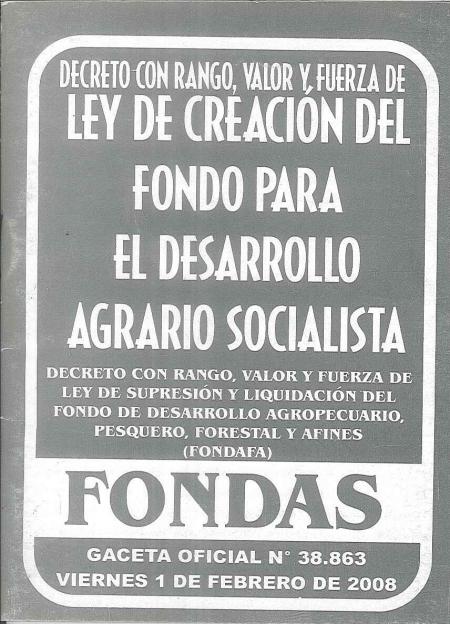 Ley de Creacion Del Fondo para el Desarrollo Agrario Socialista