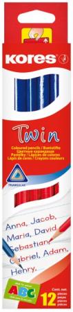 Caja de Lapiz Bicolor Twin Azul / Rojo Kores X 12 Unidades Ref. Kok05327 - 94871.52