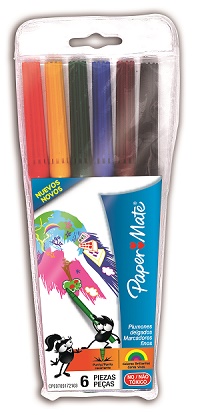 Estuche de Marcadores Paper-mate Finos X 6 Colores Ref. 1843211 - Sei0033