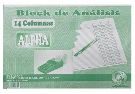 Block de Analisis 14 Columnas 30 Hojas Ref. 5796