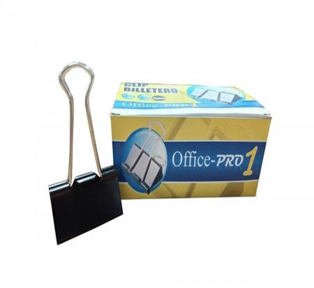 Caja de Ganchos Mordaza (clips Billetero) Office Pro 1' 5/8 (41mm) X 12 Pzas 
