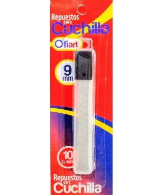 Repuesto para Cuchilla Exacto Pequeño Office Line 9mm X 10 Unidades Ref. 1142a