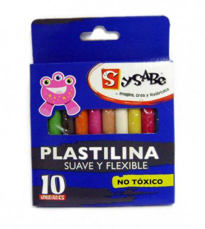 Caja de Plastilina Sysabe Suave y Flexible X 10 Colores Ref. 01727010- 