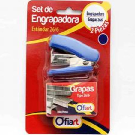 Set de Engrapadora Mini Ofiart + Grapas Color Azul Ref. Of-o106 - Setmaz