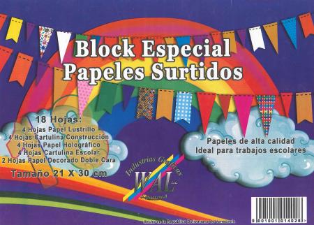 Block Especial de Papeles Surtidos X 18 Hojas