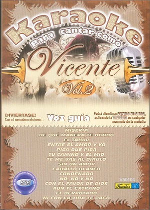 Dvd Karaoke para Cantar - Vicente Fernandez Vol. 2 Ref. 7702524031494