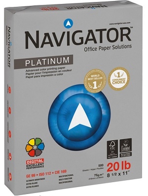 Resma de Papel Escolar Navigator Platinum Tipo Carta Bond 20