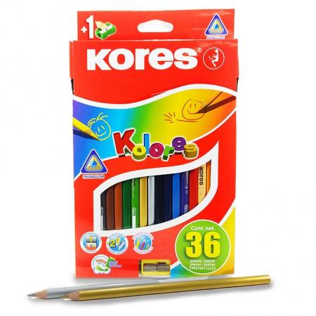 Caja de Creyones Kores Triangular X 36 Colores + Sacapunta Ref. 93336.52
