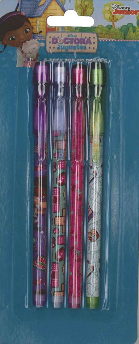Blister con 4 Lapices Pop-up Dra. Juguete Art. Diso251