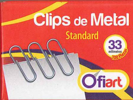 Caja Clips de Metal Ofiart 33mm X 100 Pzas. Ref. Of-05