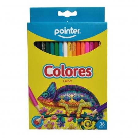 Caja de Creyones Redondos de Madera  36 Colores Pointer Ref. Rcp-36 