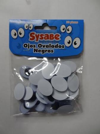 Ojitos Movibles Sysabe Ovalados X30 Pzas Negros Ref. 8421004