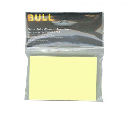 Taco de Notas Autoadhesivas Amarillas 5 X 75 X 100 Hojas Bull Ref. B-na5-75