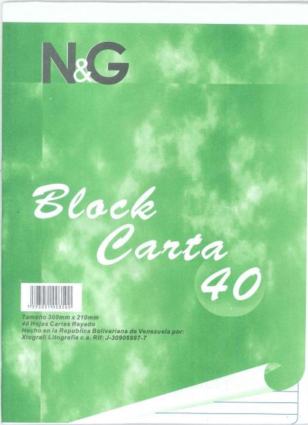 Block Rayado Tipo Carta N&g X 40 Hojas Ref. 