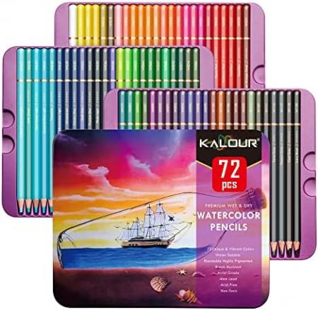 Kalour 72 Watercolor Pencil In Tin Box  Bottle 4.0 (acuarela) 