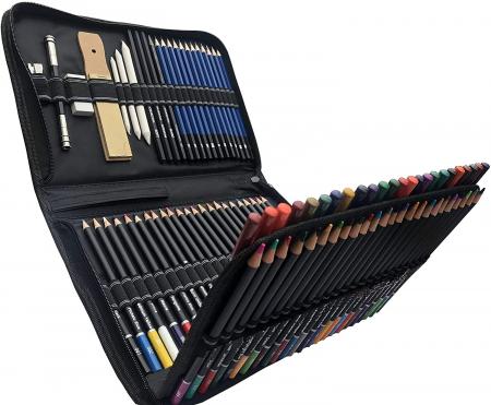 95 Assorted Sketching And Color Set In Nylon Case Re. Ht-pcn095