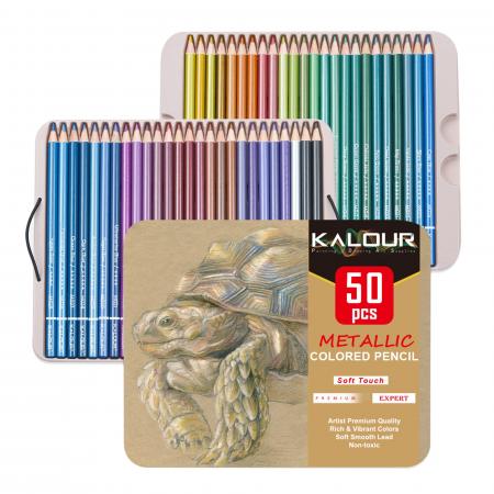 50 Metallic Color Pencil Set In Tin Box Ref. Ht-pmt050