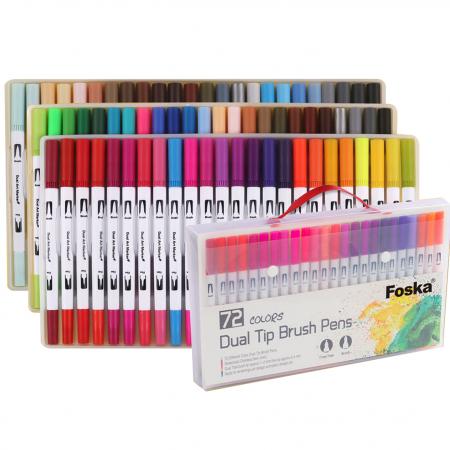 Estuche de Marcadores (plumon) Doble Punta Foska X 72 Colores 