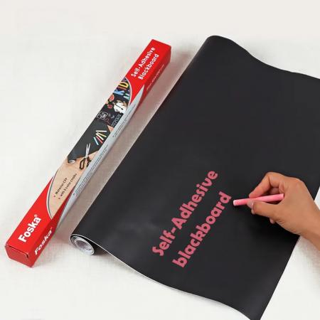Papel Contac Pizarra Negra con Tizas Foska 45cm X 2m 