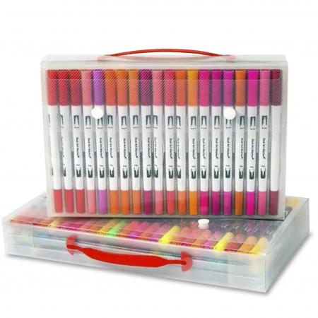 Estuche de Marcadores (plumon) Dual X 100 Colores Qianmei 