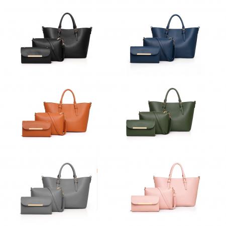 Combo 3pzas Cartera de Dama Negro/azul/verde/gris/marron/rosado   Ref.51996