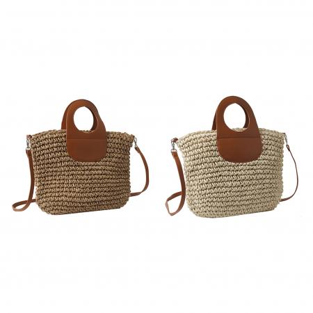 Cartera Tejida Dama Color Caqui/beige Ref. 0128