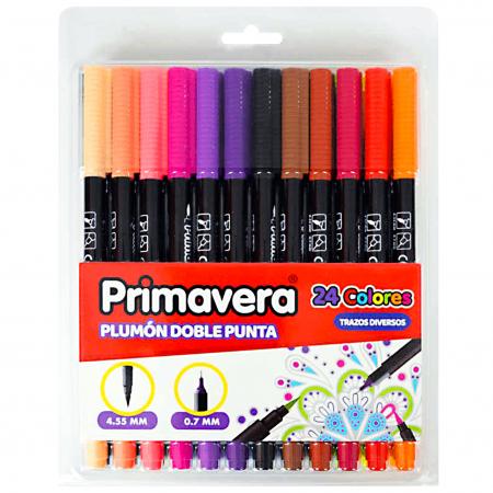 Marcador Plumon Doble Punta X 24 Colores Ref. 333-019