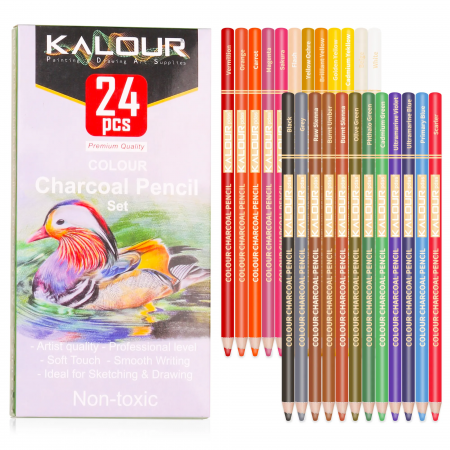 Kalour Set de 24 Pcs Charcoal Colores Ref. Yw-pcc024