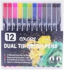 Estuche de Marcadores Watercolor (plumon) Doble Punta Qianmei X 12 Colores 