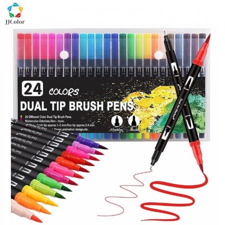 Estuche de Marcadores Watercolor (plumon) Doble Punta Qianmei X 24 Colores