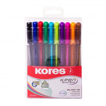 Estuche Boligrafo Kores K1-m X10 Pzas Colores Surtidos 