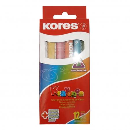 Caja Creyones de Cera Triangular Grueso Kores X12unidades 33101p