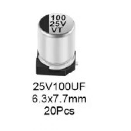 Pa6 Capacitadores Aluminio 100uf 25v 6.3*7.7mm X4 Unidades