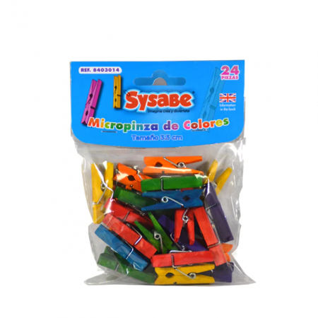 Paquete de Micropinza de Colores Sysabe 2.5cm X24 Unidades 