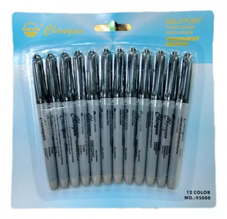 Blister Marcadores Permanentes Negro X10 Yue Cai  