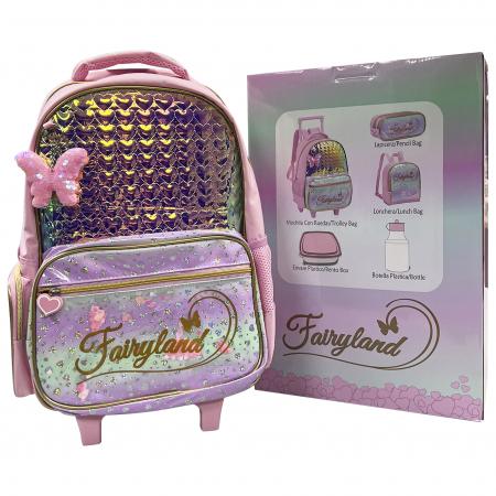 Combo Mochila con Rueda-lonchera-cartuchera Fairyland