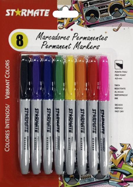 Estuche de Marcadores Punta Fina  X8 Colores