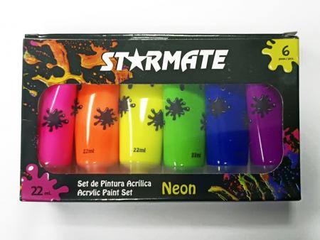 Set de Pintura Acrilica Neon 22ml X 6pcs Starmate