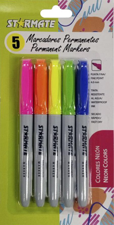 Blister Marcadores Colores Neon X5pcs