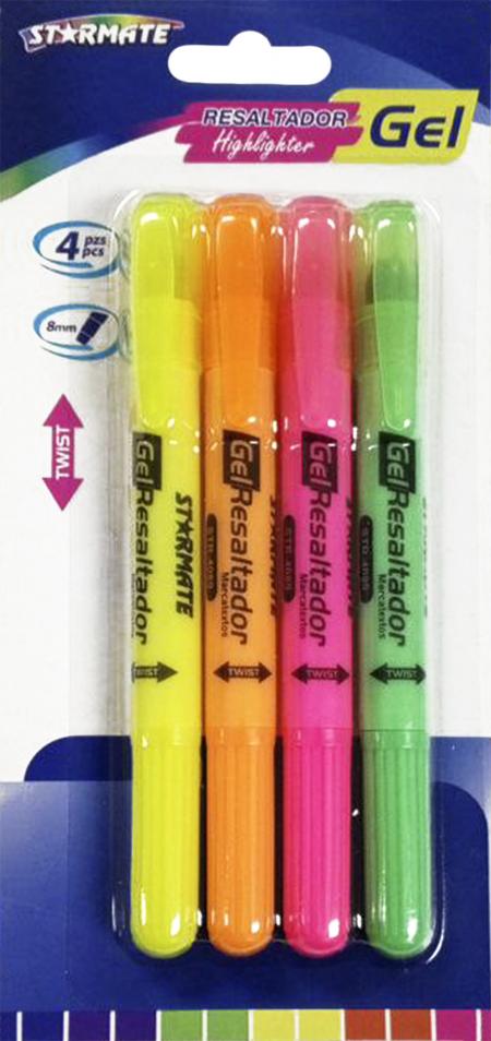 Estuche Resaltadores de Gel X4pcs